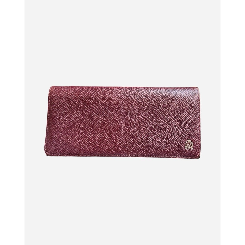 Dunhill Vintage Leather Long Wallet Bifold Wallet Purse Burgundy mens Unisex